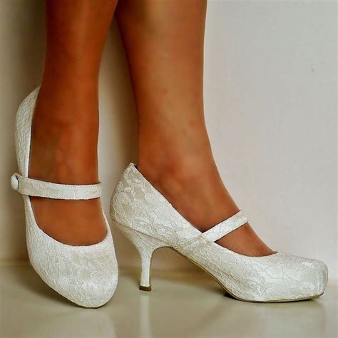 White Wedding Shoes Low Heel Wedding