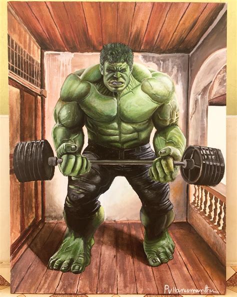 The Incredible Hulk Workout 🏋‍♀ Acrylic Painting 3 X 4 Ft A Sample