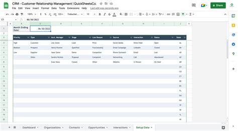 Google Sheets Customer Database Template