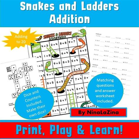 Addition Game Snakes And Ladders Eyfs Maths For Counting Etsy Uk
