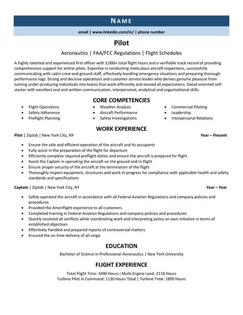 Pilot Resume Example And 3 Job Tips Zipjob