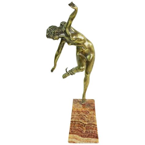 Art Deco Bronze Sculpture Nude Dancer Juggler By Colinet France 1925