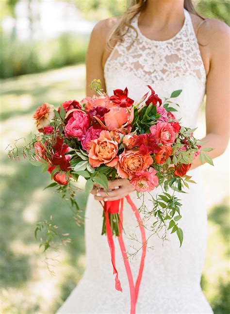 30 Monochromatic Wedding Bouquets Coral Bouquet Wedding Coral