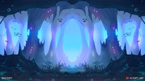 Artstation Underwater Fantasy Cave Symmetry Landscape Concept Art