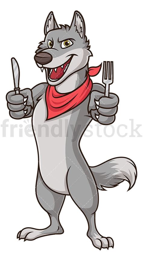 Hungry Wolf Cartoon Clipart Vector Friendlystock