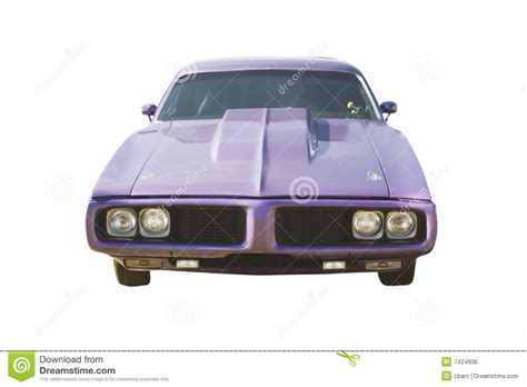 Purple Muscle Car Front View Royalty Free Stock Image