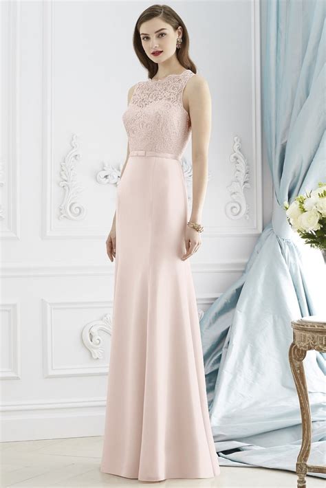 Blush Lace 2015 Bridesmaid Dress With Bow Belt Blush Colored Dresses