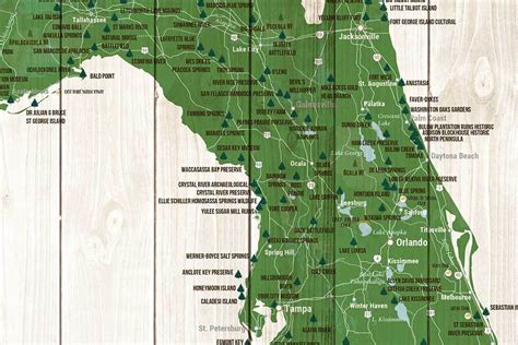 Map Of Florida State Parks Canvas Push Pin Board World Vibe Studio
