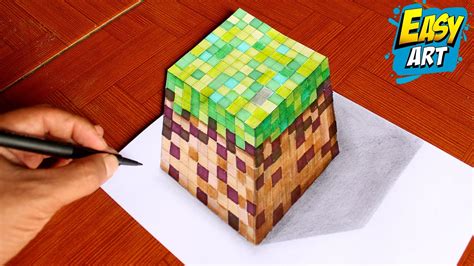 Como Dibujar Bloque Minecraft En 3d Crear Logo Minecraft 3d How To