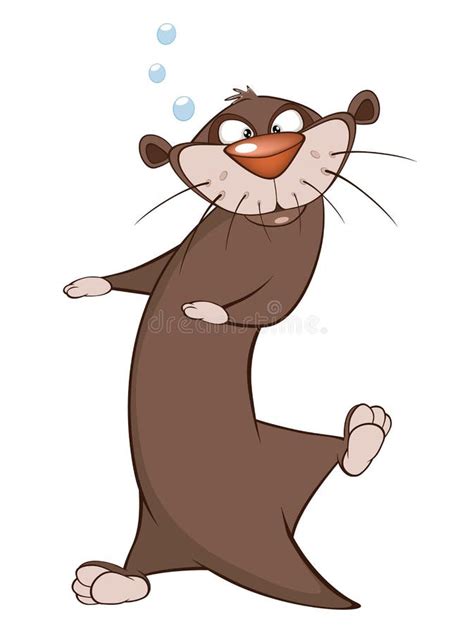 Illustration Of A Cute Otter Cartoon Character Stock Vector