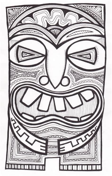 hawaiian tiki mask coloring pages   print