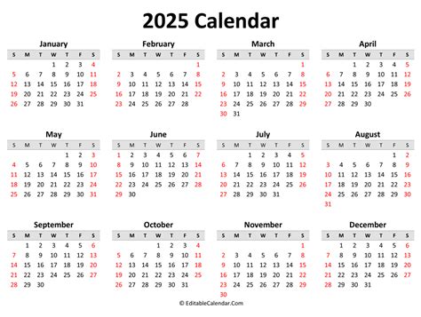 Printable 2025 Calendar Landscape Orientation