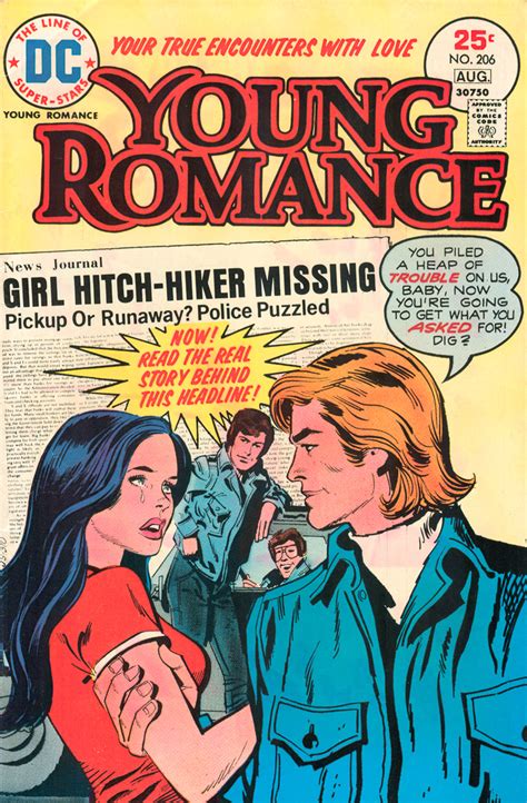 serious topics in 1970s romance comics girl hitch hiker missing — sequential crush