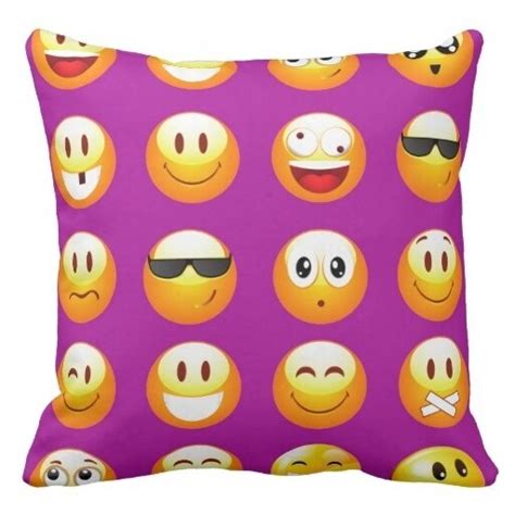 Soft Pillow Cover Purple Emojis Throw Pillow Case Size 20 By 20