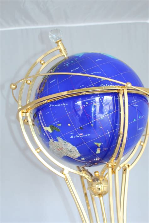 Illuminated Blue Ocean World Globe Rotating By Motor 18l X 18w X 42