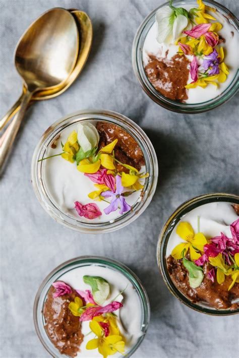 Fill four small jars with about 1/2 cup of the chocolate chia pudding. Chocolate Chia Mousse with Edible Flowers // the year In ...