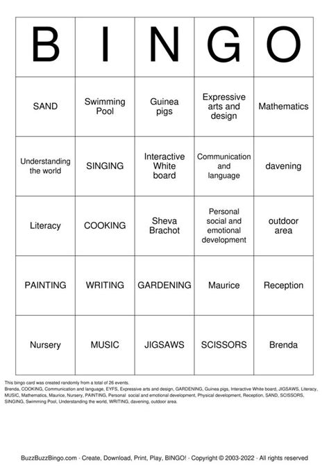 Early Years Bingo Cards To Download Print And Customize