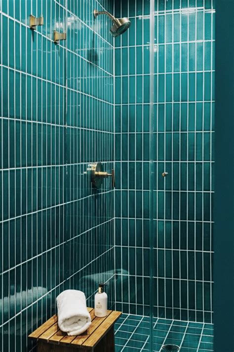 Checking the horizontal tile positions. Bold Colorful Bathroom Tile - drewloweryblog
