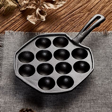 Japanese Cast Iron Pan Takoyaki Egg Mold Coating Non Stick Pot Stone