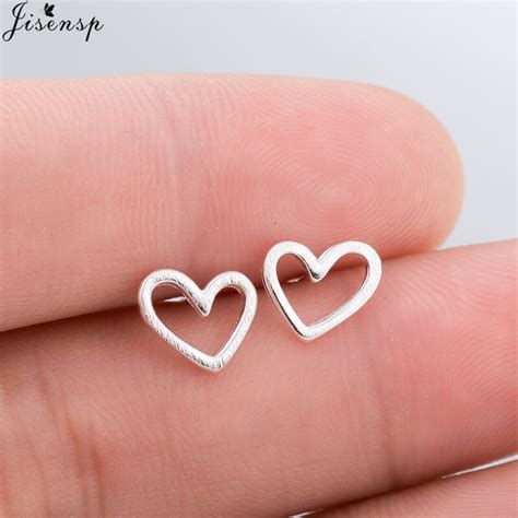 Jisensp Trendy Jewelry Women Fashion Cute Tiny Hollow Heart Earrings