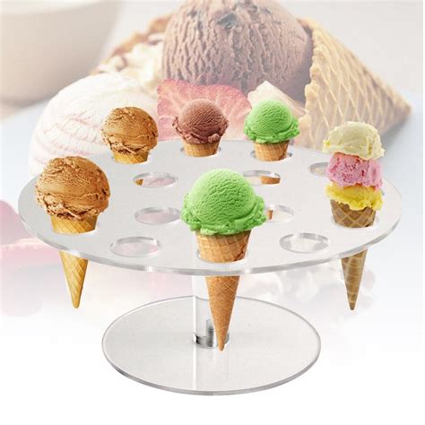 Transparent Ice Cream Cone Holder Cake Stand Holds Weeding Party Buffet Display Shelf Kitchen