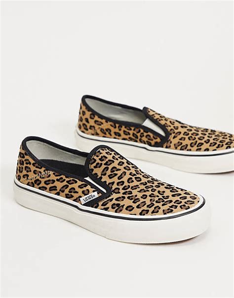 vans slip on sneakers in mini leopard print asos