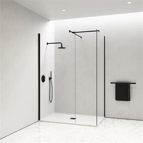 Modular Complete Walk In Shower Enclosure Matte Black Kit B Lusso