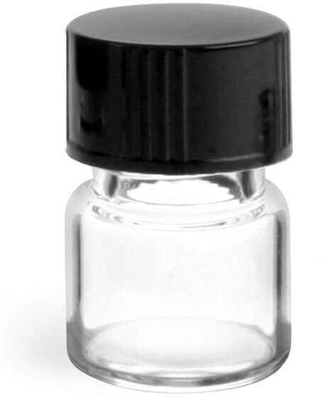 Sks Bottle And Packaging 1 3 Dram Clear Glass Vials W Black Phenolic Cone Lined Caps
