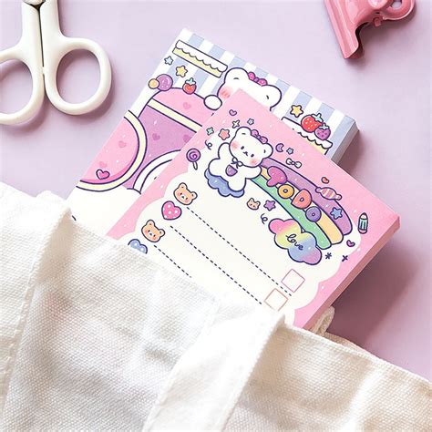 100pcs Cute Memo Pads Set Kawaii Notepads Set Japanese Memo Etsy