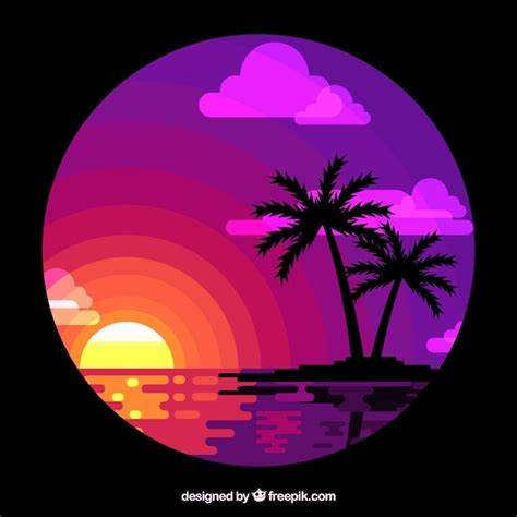 Tropical Sunset Vector Free Download