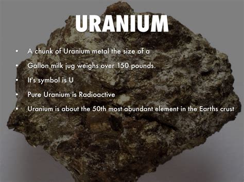 Uranium is a common metal found in rocks all over the world. Extra Credit by Adnan Sator