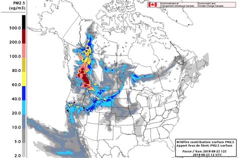 Zoom in and out on the map. BC Wildfire smoke has now reached the Maritimes