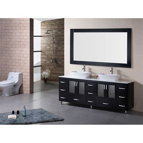 This double sink vanity will cause your bathroom to shine at its brightest. Design Element Stanton 72" Double Sink Bathroom Vanity Set ...