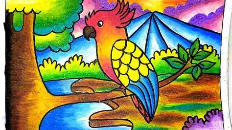 Menggambar Dan Mewarnai Burung Kakak Tua Menggunakan Crayon Youtube