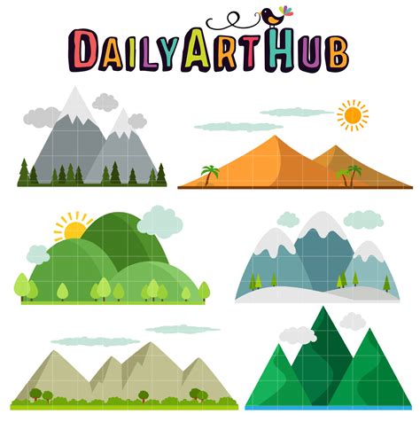 Mountain Landscapes Clip Art Set Daily Art Hub Free