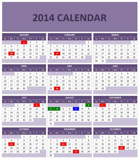 2014 Calendar Templates Microsoft And Open Office Templates