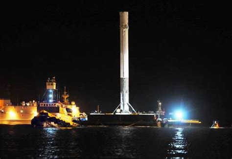 Spacexs Recovered Rocket Back At Port After Sea Landing