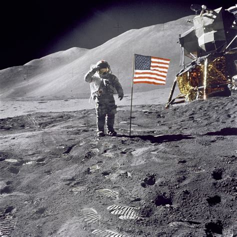Photo Of Astronaut Dave Scott Salutes The American Flag On The Lunar