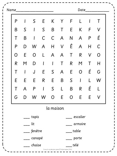 French Word Searches Free Printable Word Search Printable