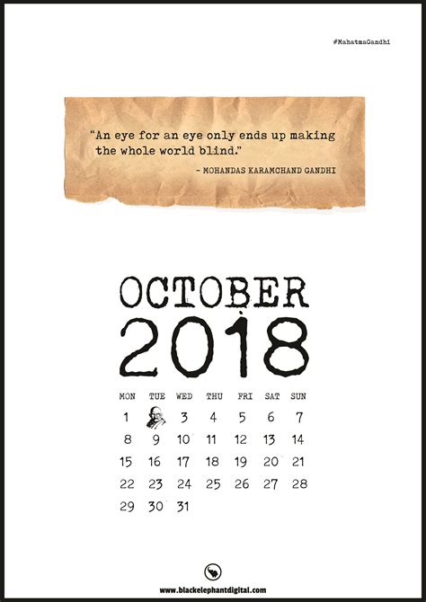 Free Printable October 2018 Calendar