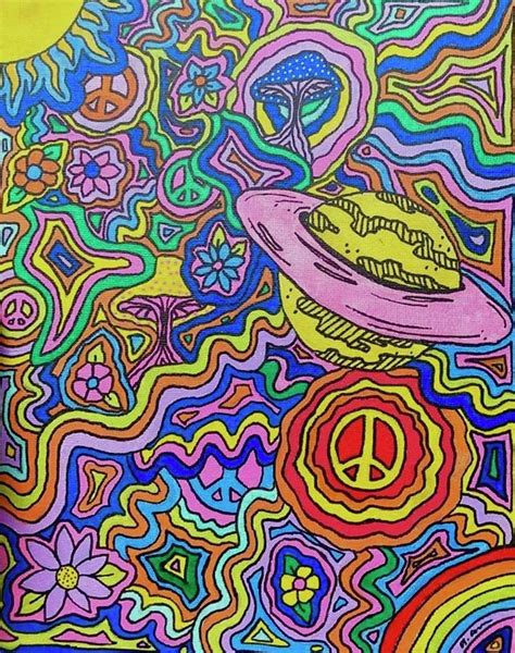 Vibrant Trippy Hippy Painting Painting By Effervescent Art Shop Fine