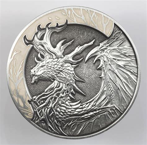 Forest Dragon Coin Bone Variant By Sandara Fantasy Coin Art Forest