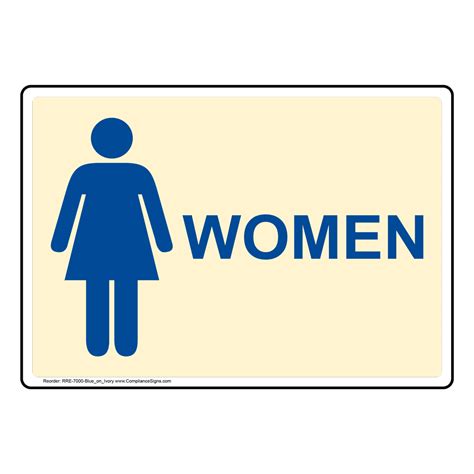 Ivory Women Restroom Sign With Symbol Rre 7000 Blueonivory