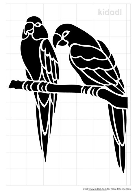 Free Two Parrot Stencil Stencil Printables Kidadl