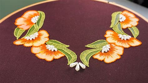 Hand Embroidery Neckline Design With Painting For Dress Blousekurti