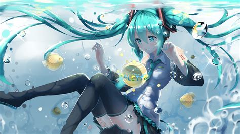 Anime 2039x1147 Hatsune Miku Vocaloid Underwater Fish Hatsune Miku