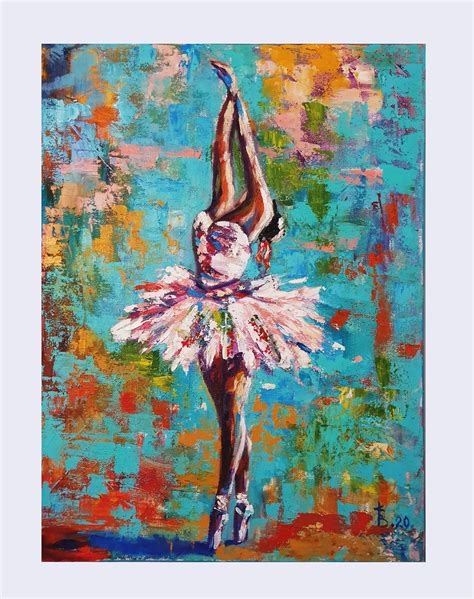 Ballerina Dancing Painting Canvas Ballet Oil Painting Etsy Colorful