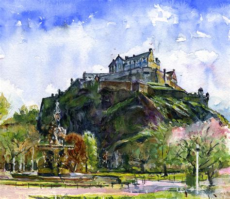 Edinburgh Castle Scotland Painting By John D Benson Pixels