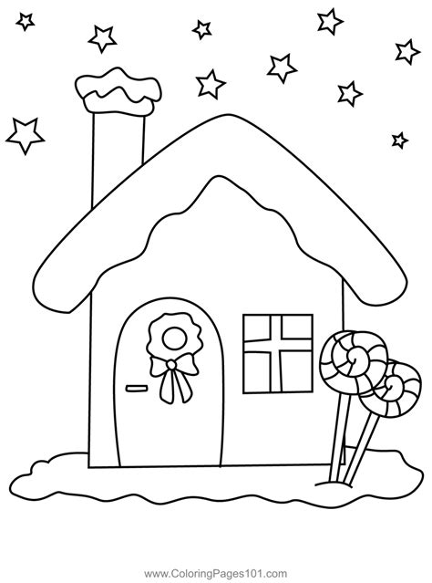 Christmas House Coloring Page For Kids Free Christmas Decorations