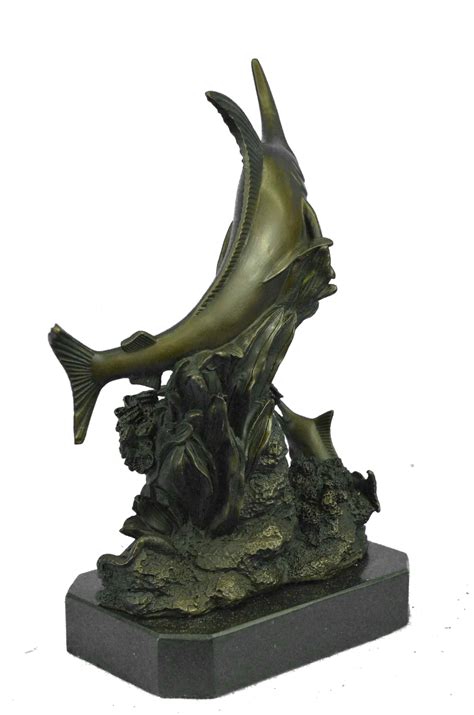 Bronze Sculpture Florida Marlins Fishes Sea Ocean Cabin Office Trophy